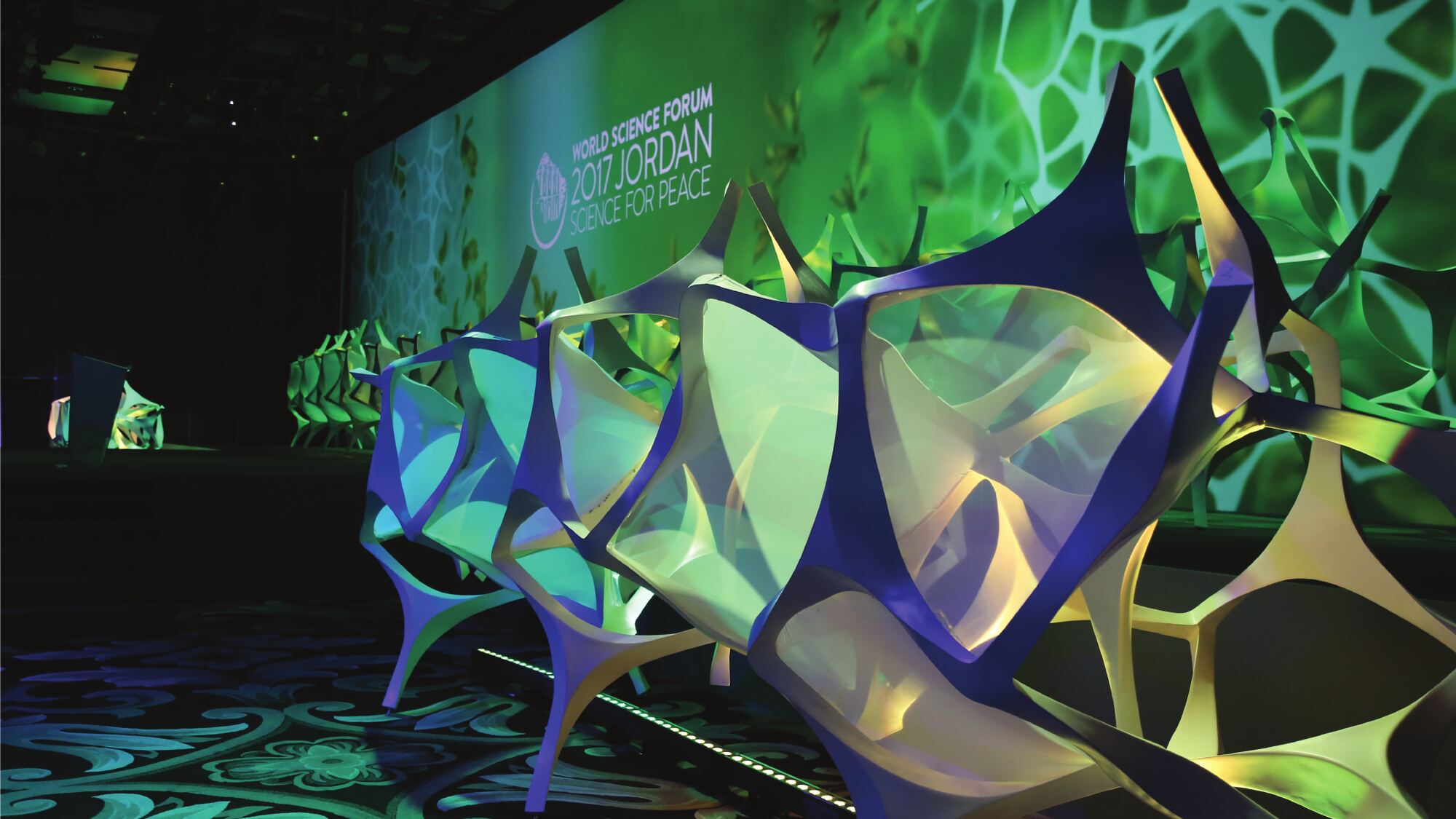 Illuminated structure built for a science forum